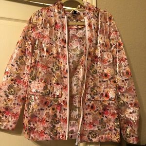 Topshop floral plastic rain jacket size 2